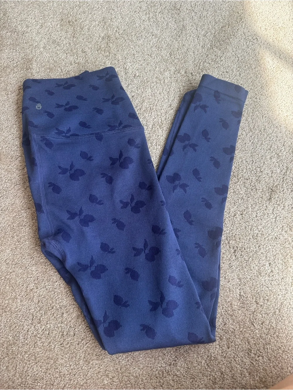 Spiritual Gangster Blue Love Sculpt Jacquard Leggings & Sports Bra Matching Set